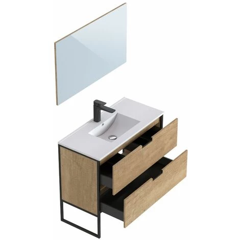 BOBOCHIC Meuble De Salle De Bain 100 Cm Avec Pieds MAWA Chêne Clair - Bois Naturel 6 BOBOCHIC Meuble De Salle De Bain 100 Cm Avec Pieds MAWA Chêne Clair - Bois Naturel – Image 4