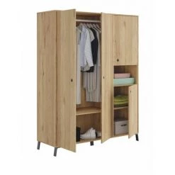 BOBOCHIC Armoire 4 Portes 150cm KAMILA Imitation Chêne - Bois Naturel -BOBOCHIC Soldes 2022 40744675 3