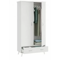 Armoires BOBOCHIC - Armoire 2 Portes 1 Tiroir VIOLETA - Blanc -BOBOCHIC Soldes 2022 40744680 3