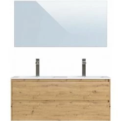 BOBOCHIC Ensemble De Salle De Bain 120 Cm Suspendue Avec Colonne BAYO Chêne Clair - Bois Naturel -BOBOCHIC Soldes 2022 40744690 3