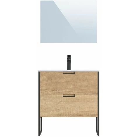 BOBOCHIC Ensemble De Salle De Bain 80 Cm Avec Colonne MAWA Chêne Clair - Bois Naturel 5 BOBOCHIC Ensemble De Salle De Bain 80 Cm Avec Colonne MAWA Chêne Clair - Bois Naturel – Image 3