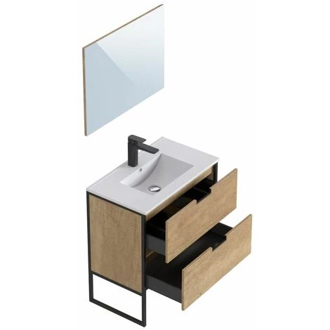 BOBOCHIC Ensemble De Salle De Bain 80 Cm Avec Colonne MAWA Chêne Clair - Bois Naturel 6 BOBOCHIC Ensemble De Salle De Bain 80 Cm Avec Colonne MAWA Chêne Clair - Bois Naturel – Image 4