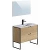 BOBOCHIC Ensemble De Salle De Bain 100 Cm Avec Colonne MAWA Chêne Clair - Bois Naturel