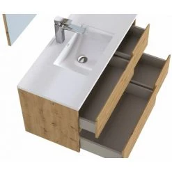 BOBOCHIC Ensemble De Salle De Bain 100 Cm Suspendu Avec Colonne BAYO Chêne Clair - Bois Naturel -BOBOCHIC Soldes 2022 40744695 5