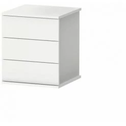 Table De Chevet BOBOCHIC - Chevet 3 Tiroirs LINA Blanc - Blanc