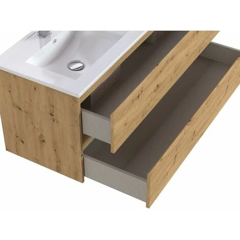 BOBOCHIC Meuble De Salle De Bain 120 Cm BAYO Chêne Clair - Bois Naturel 7 BOBOCHIC Meuble De Salle De Bain 120 Cm BAYO Chêne Clair - Bois Naturel – Image 5