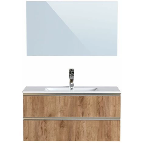 BOBOCHIC Meuble De Salle De Bain 100 Cm ARIA Chêne Foncé - Bois Naturel 5 BOBOCHIC Meuble De Salle De Bain 100 Cm ARIA Chêne Foncé - Bois Naturel – Image 3