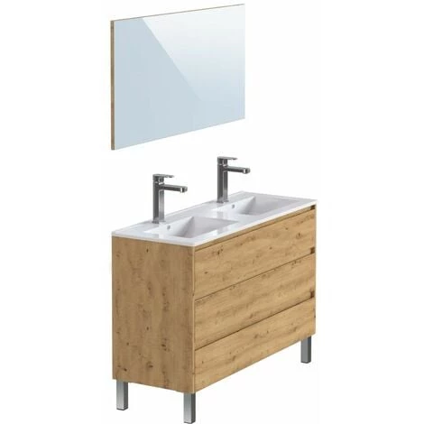 BOBOCHIC Meuble De Salle De Bain 120 Cm Avec Pieds BAYO Chêne Clair - Bois Naturel 3 BOBOCHIC Meuble De Salle De Bain 120 Cm Avec Pieds BAYO Chêne Clair - Bois Naturel