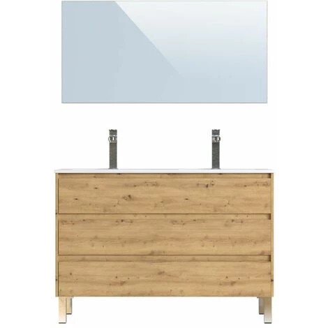 BOBOCHIC Meuble De Salle De Bain 120 Cm Avec Pieds BAYO Chêne Clair - Bois Naturel 5 BOBOCHIC Meuble De Salle De Bain 120 Cm Avec Pieds BAYO Chêne Clair - Bois Naturel – Image 3