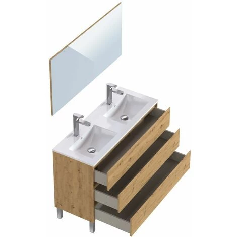 BOBOCHIC Meuble De Salle De Bain 120 Cm Avec Pieds BAYO Chêne Clair - Bois Naturel 6 BOBOCHIC Meuble De Salle De Bain 120 Cm Avec Pieds BAYO Chêne Clair - Bois Naturel – Image 4