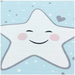 Tapis Enfant BOBOCHIC - Tapis Enfant Poils Courts ELMO Motif étoile 80x120 Bleu - Bleu -BOBOCHIC Soldes 2022 41816346 4