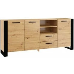 Buffets BOBOCHIC - Buffet 197 Cm NUKA Bois Et Noir - Noir Et Bois