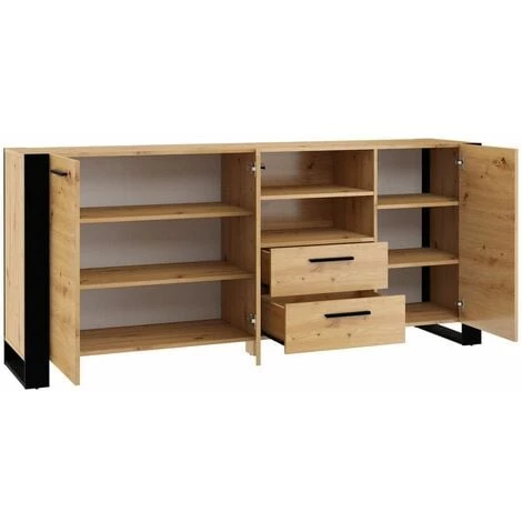 Buffets BOBOCHIC - Buffet 197 Cm NUKA Bois Et Noir - Noir Et Bois 6 Buffets BOBOCHIC - Buffet 197 Cm NUKA Bois Et Noir - Noir Et Bois – Image 4