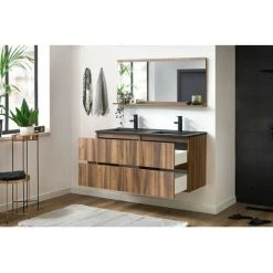 BOBOCHIC Meuble De Salle De Bain 120cm MOANA Noyer Et Noir - Bois -BOBOCHIC Soldes 2022 44651507 3