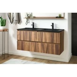 BOBOCHIC Meuble De Salle De Bain 120cm MOANA Noyer Et Noir - Bois -BOBOCHIC Soldes 2022 44651507 4