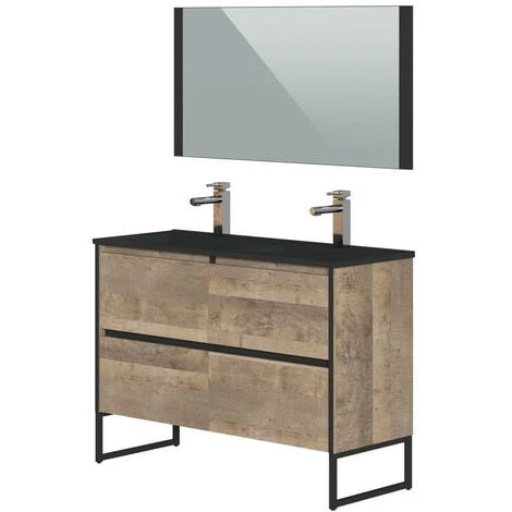 BOBOCHIC Meuble De Salle De Bain 120cm Avec Pieds HOANI Imitation Bois Et Noir - Chêne Et Noir 3 BOBOCHIC Meuble De Salle De Bain 120cm Avec Pieds HOANI Imitation Bois Et Noir - Chêne Et Noir