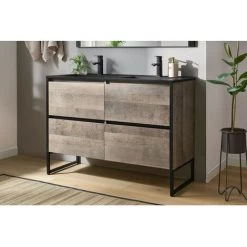 BOBOCHIC Meuble De Salle De Bain 120cm Avec Pieds HOANI Imitation Bois Et Noir - Chêne Et Noir 10 BOBOCHIC Meuble De Salle De Bain 120cm Avec Pieds HOANI Imitation Bois Et Noir - Chêne Et Noir -BOBOCHIC Soldes 2022 44656551 4