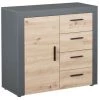 Commodes BOBOCHIC - Commode 4 Tiroirs 1 Porte PAMELA Imitation Chêne Et Gris - Gris -BOBOCHIC Soldes 2022 44825949 1
