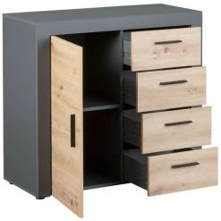 Commodes BOBOCHIC - Commode 4 Tiroirs 1 Porte PAMELA Imitation Chêne Et Gris - Gris 10 Commodes BOBOCHIC - Commode 4 Tiroirs 1 Porte PAMELA Imitation Chêne Et Gris - Gris -BOBOCHIC Soldes 2022 44825949 4