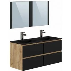 BOBOCHIC Meuble De Salle De Bain 120 Cm AKELA Couleur Chêne Et Noir - Marron