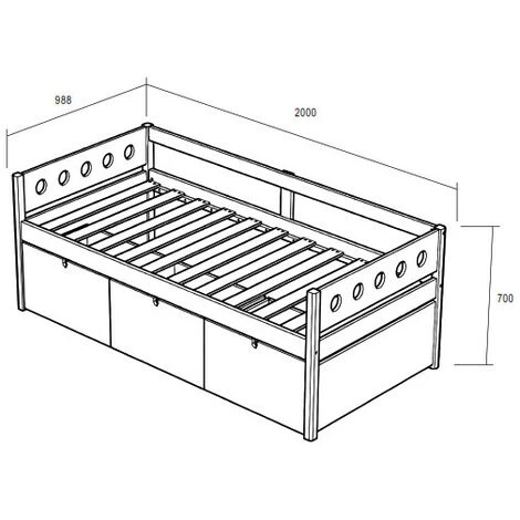 Lit Enfant BOBOCHIC - Lit Avec 3 Grand Tiroirs 90x190 Cm RAFI Pin Massif Et Noir - Noir Et Bois 5 Lit Enfant BOBOCHIC - Lit Avec 3 Grand Tiroirs 90x190 Cm RAFI Pin Massif Et Noir - Noir Et Bois – Image 3