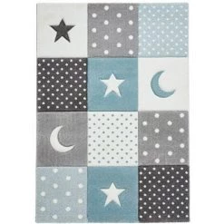 Tapis Enfant BOBOCHIC - Tapis Enfant Poils Courts STAR KID Imprimé 60x120 Bleu - Bleu