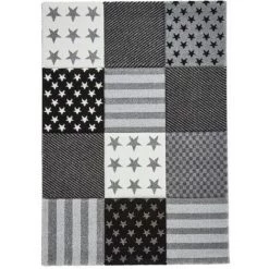 Tapis Enfant BOBOCHIC - Tapis Enfant Poils Courts LONDON KID Imprimé 60x120 Gris - Gris