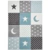 Tapis Enfant BOBOCHIC - Tapis Enfant Poils Courts STAR KID Imprimé 80x150 Bleu
