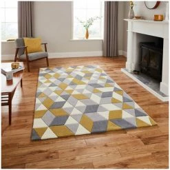 Tapis BOBOCHIC - Tapis Poils Courts RIDA Motif Graphique 120x170 Jaune - Jaune -BOBOCHIC Soldes 2022 46535091 2