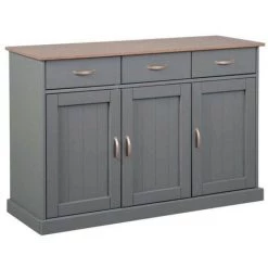 Buffets BOBOCHIC - Buffet SOLOGNE 130cm Gris Bois Massif - Gris