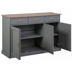 Buffets BOBOCHIC - Buffet SOLOGNE 130cm Gris Bois Massif - Gris -BOBOCHIC Soldes 2022 46739361 3