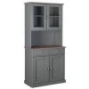 Buffets BOBOCHIC - Vaisselier SOLOGNE 90cm Gris En Bois Massif - Gris -BOBOCHIC Soldes 2022 46739362 1