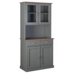 Buffets BOBOCHIC - Vaisselier SOLOGNE 90cm Gris En Bois Massif - Gris