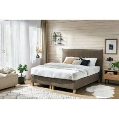 Lit Complet BOBOCHIC - Ensemble De Literie Complet OMIRA 160x200 Cm 160x200 Marron - Marron -BOBOCHIC Soldes 2022 47558673 3