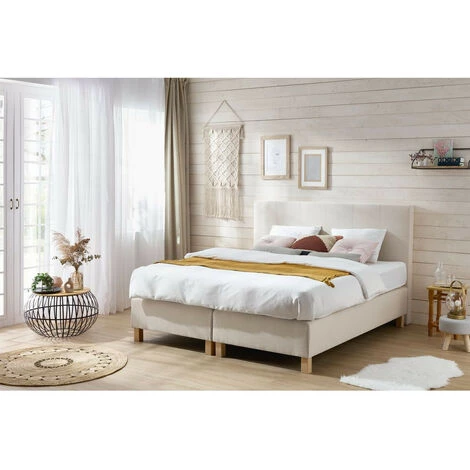 Lit Complet BOBOCHIC - Ensemble De Literie Complet OLMA 180x200 Cm 180x200 Beige - Beige 5 Lit Complet BOBOCHIC - Ensemble De Literie Complet OLMA 180x200 Cm 180x200 Beige - Beige – Image 3