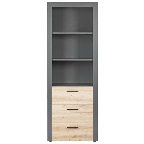 Bibliothèque BOBOCHIC - Bibliothèque 190 Cm PAMELA Effet Bois Naturel - Chêne Et Gris 5 Bibliothèque BOBOCHIC - Bibliothèque 190 Cm PAMELA Effet Bois Naturel - Chêne Et Gris – Image 3