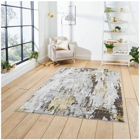 Tapis BOBOCHIC - Tapis Poil Long Rectangulaire TRECK Motif Graphique 120x170 Jaune - Jaune 5 Tapis BOBOCHIC - Tapis Poil Long Rectangulaire TRECK Motif Graphique 120x170 Jaune - Jaune – Image 3