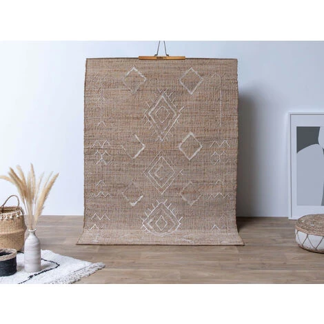 Tapis BOBOCHIC - Tapis En Jute PHILIS Motif Graphique 120x170 Beige - Beige 4 Tapis BOBOCHIC - Tapis En Jute PHILIS Motif Graphique 120x170 Beige - Beige – Image 2