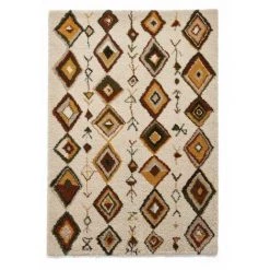 Tapis BOBOCHIC - Tapis Poils Shaggy ANGUS Motif Graphique 120x170 Beige - Beige