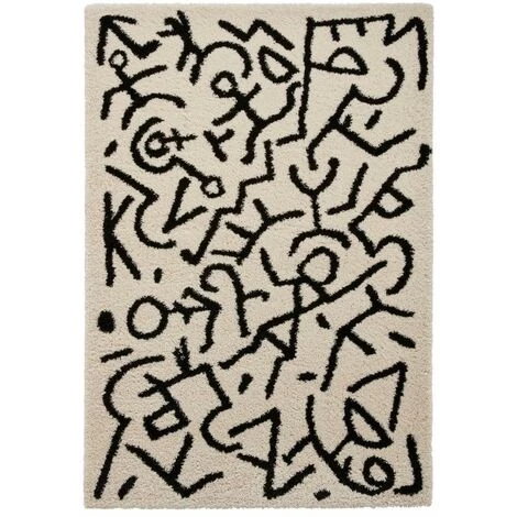 Tapis BOBOCHIC - Tapis Poils Shaggy APPAJ Motif Graphique 120x170 Noir + Blanc - Noir + Blanc 3 Tapis BOBOCHIC - Tapis Poils Shaggy APPAJ Motif Graphique 120x170 Noir + Blanc - Noir + Blanc