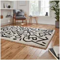 Tapis BOBOCHIC - Tapis Poils Shaggy APPAJ Motif Graphique 120x170 Noir + Blanc - Noir + Blanc 9 Tapis BOBOCHIC - Tapis Poils Shaggy APPAJ Motif Graphique 120x170 Noir + Blanc - Noir + Blanc -BOBOCHIC Soldes 2022 48790052 3