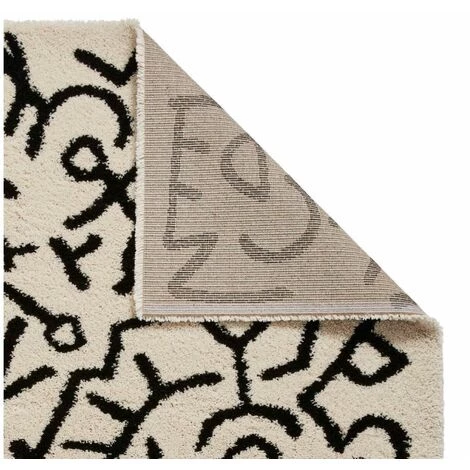 Tapis BOBOCHIC - Tapis Poils Shaggy APPAJ Motif Graphique 120x170 Noir + Blanc - Noir + Blanc 6 Tapis BOBOCHIC - Tapis Poils Shaggy APPAJ Motif Graphique 120x170 Noir + Blanc - Noir + Blanc – Image 4