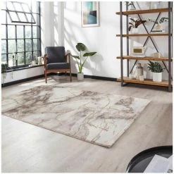 Tapis BOBOCHIC - Tapis Poil Court Rectangualire WILLOW Motif Graphique 120x170 Beige -BOBOCHIC Soldes 2022 48790058 3