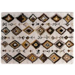 Tapis BOBOCHIC - Tapis Poils Shaggy ANGUS Motif Graphique 120x170 Blanc - Blanc