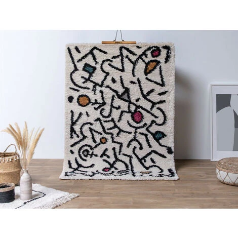 Tapis BOBOCHIC - Tapis Poils Shaggy APPAJ Motif Graphique 120x170 Multicolore - Multicolore 4 Tapis BOBOCHIC - Tapis Poils Shaggy APPAJ Motif Graphique 120x170 Multicolore - Multicolore – Image 2