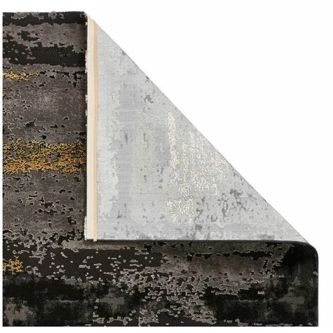 Tapis BOBOCHIC - Tapis Poil Court Rectangulaire LARA Motif Graphique 120x170 Noir - Noir 6 Tapis BOBOCHIC - Tapis Poil Court Rectangulaire LARA Motif Graphique 120x170 Noir - Noir – Image 4