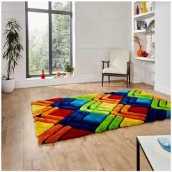 Tapis BOBOCHIC - Tapis Poil Shaggy Rectangulaire CIRCA Motif Graphique Multicolor 120x170 Multicolore - Multicolore -BOBOCHIC Soldes 2022 48790125 3
