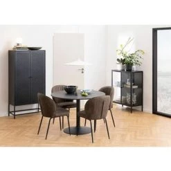 Rangement Vitrine BOBOCHIC - Rangement Vitrine Bas 2 Portes 98.7 Cm AUBIN Verre - Noir -BOBOCHIC Soldes 2022 48790183 3