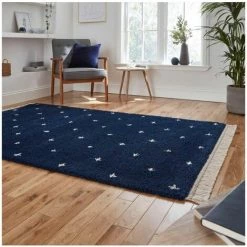 Tapis BOBOCHIC - Tapis Poils Shaggy MAELL Motif Graphique 120x170 Bleu Marine - Bleu Marine -BOBOCHIC Soldes 2022 48791060 3