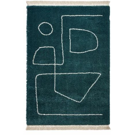 Tapis BOBOCHIC - Tapis Poils Shaggy ELEA Motif Graphique 120x170 Bleu Canard - Bleu Canard 3 Tapis BOBOCHIC - Tapis Poils Shaggy ELEA Motif Graphique 120x170 Bleu Canard - Bleu Canard